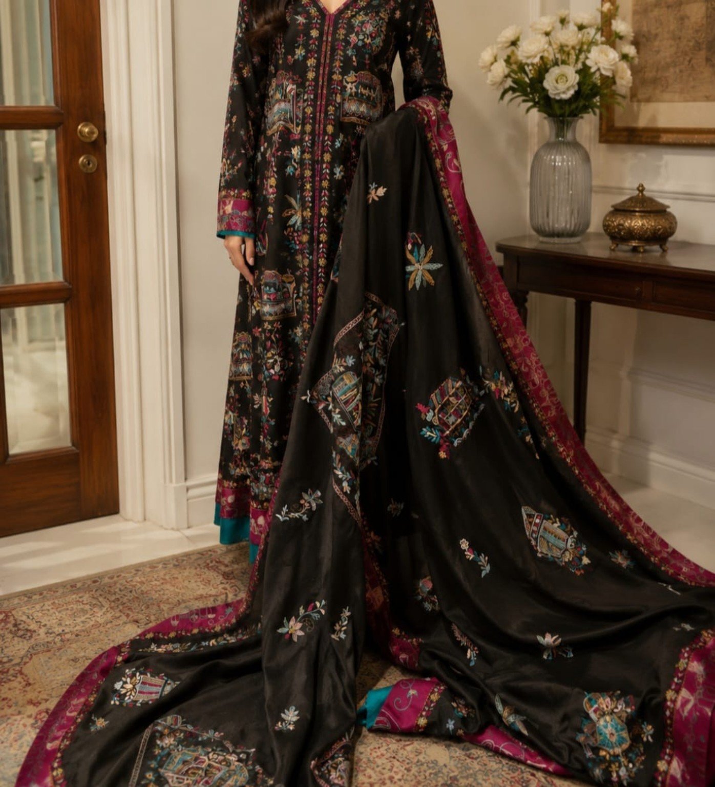 Shahzadi Black Embroidered 3-Piece
